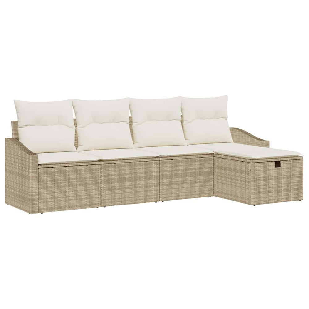 5 dalių sodinė sofa su pagalvėlėm, smėlio spalvos, poli ratanas - Namų Idėja