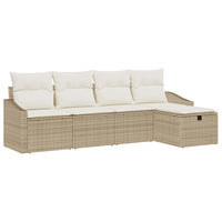 5 dalių sodinė sofa su pagalvėlėm, smėlio spalvos, poli ratanas - Namų Idėja