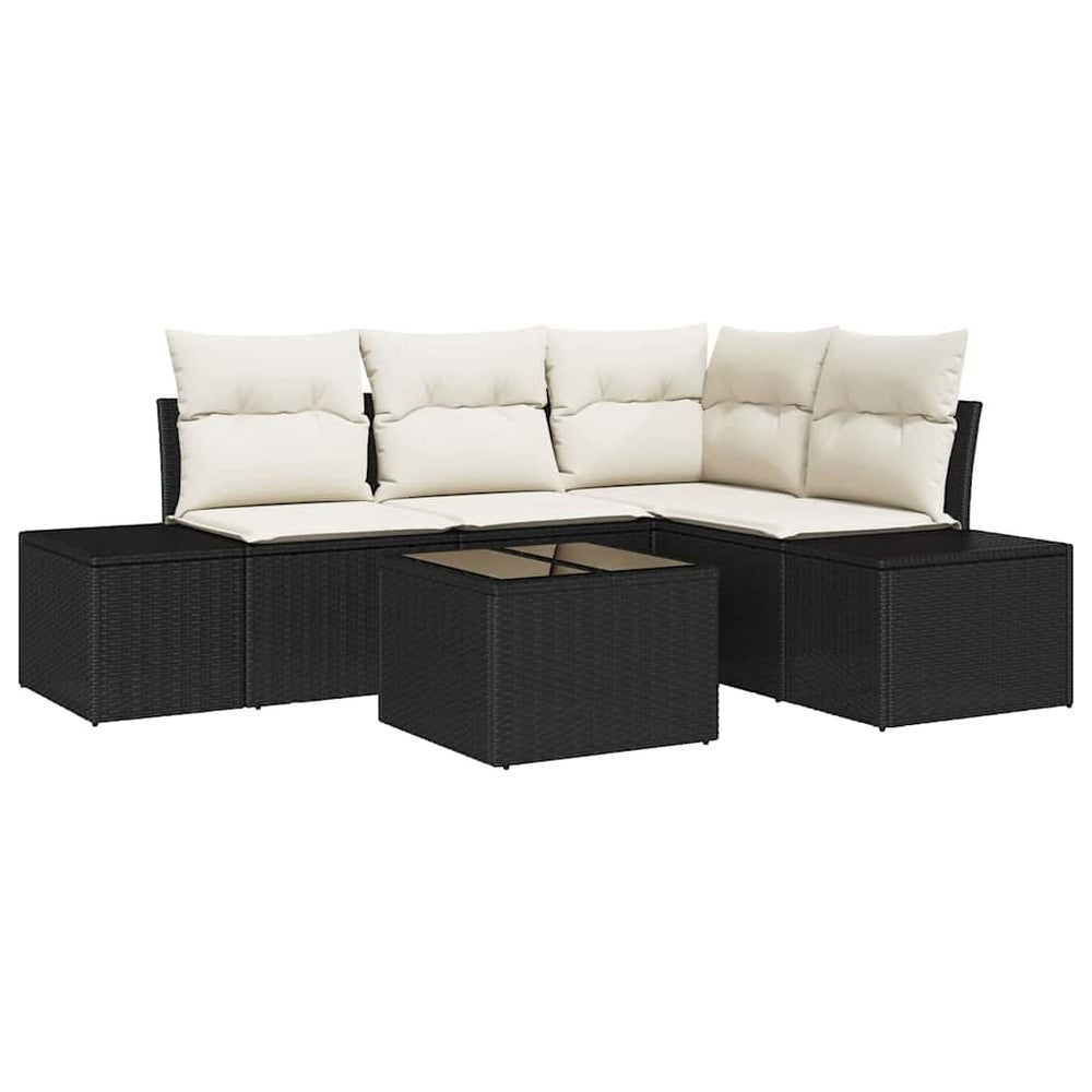 5 dalių sodinė sofa su pagalvėlėmis, ruda, pagaminta iš poli ratanas. - Namų Idėja