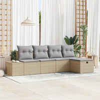 5 Dalių Sodo Sofa Komplektas su Pagalvėlėmis Smėlio Poli Ratanas - Namų Idėja