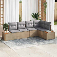 5 dalių sodo sofa komplektas su pagalvėlėmis šviesiai rataninėje Poli - Namų Idėja