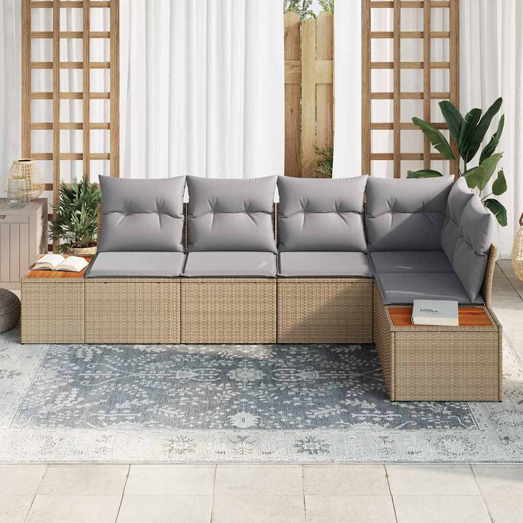 5 dalių sodo sofa komplektas su pagalvėlėmis šviesiai rataninėje Poli - Namų Idėja