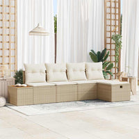 5 dalių sodo sofa komplektas su pagalvėmis, bežinis, poli ratanas - Namų Idėja