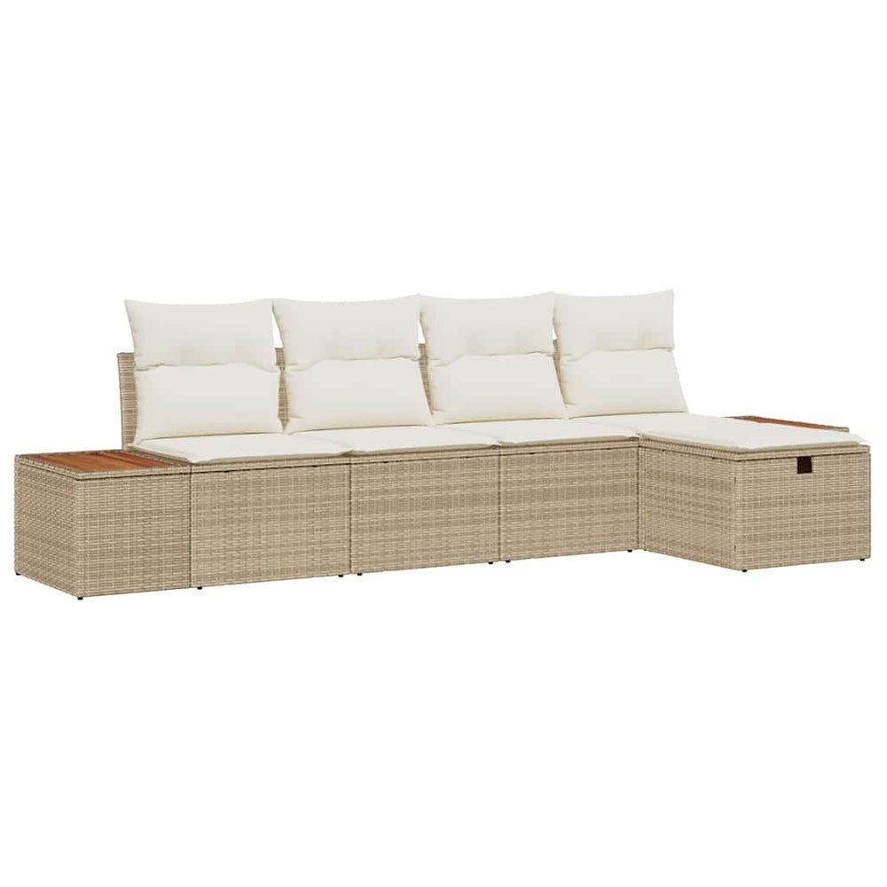 5 dalių sodo sofa komplektas su pagalvėmis, bežinis, poli ratanas - Namų Idėja