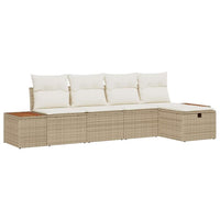 5 dalių sodo sofa komplektas su pagalvėmis, bežinis, poli ratanas - Namų Idėja