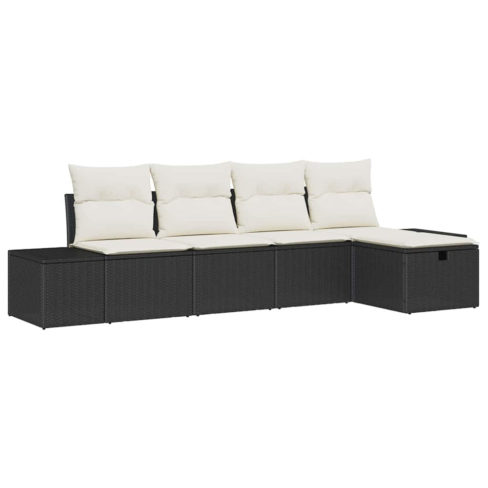 5 dalių sodo sofa komplektas su pagalvėmis juoda poli ratanas - Namų Idėja