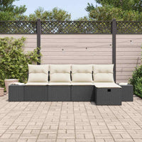 5 dalių sodo sofa komplektas su pagalvėmis juoda poli ratanas - Namų Idėja