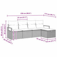 5 dalių sodo sofa komplektas su pagalvėmis Juoda poliratanas - Namų Idėja