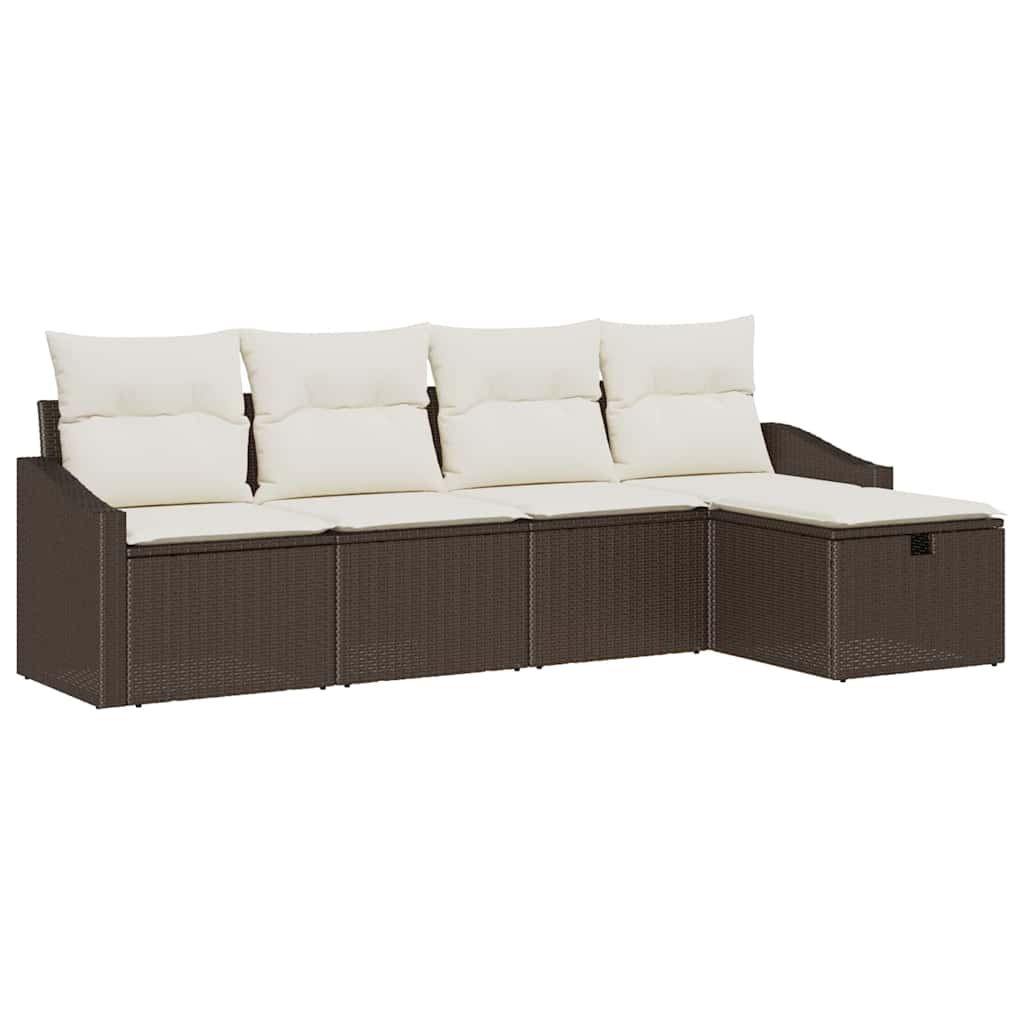 5 dalių sodo sofa komplektas su pagalvėmis rudos poli ratanas - Namų Idėja