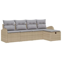 5 Dalių Sodo Sofa Komplektas Su Pagalvėmis Smėlio Poli Ratanas - Namų Idėja