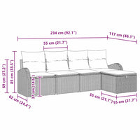 5 Dalių Sodo Sofa Komplektas Su Pagalvėmis Smėlio Poli Ratanas - Namų Idėja
