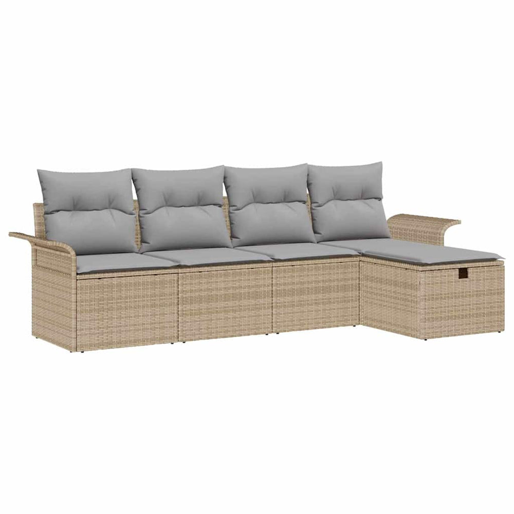 5 Dalių Sodo Sofa Rinkinys su Pagalvėlėmis Smėlio Poliratanas - Namų Idėja