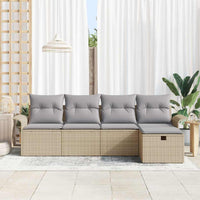 5 Dalių Sodo Sofa Rinkinys su Pagalvėlėmis Smėlio Poliratanas - Namų Idėja