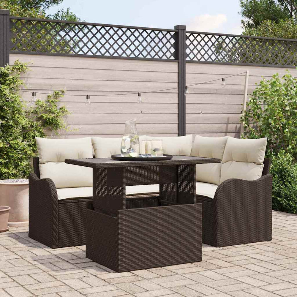 5 dalių sodo sofa rinkinys su pagalvėm rudo poli ratanas - Namų Idėja