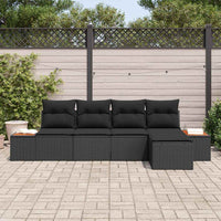 5 dalių sodo sofa rinkinys su pagalvėmis Juoda Poli Ratanas Akacija - Namų Idėja