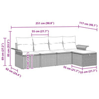 5 Dalių Sodo Sofa Rinkinys su Pagalvėmis Pilka Poli Ratanas - Namų Idėja