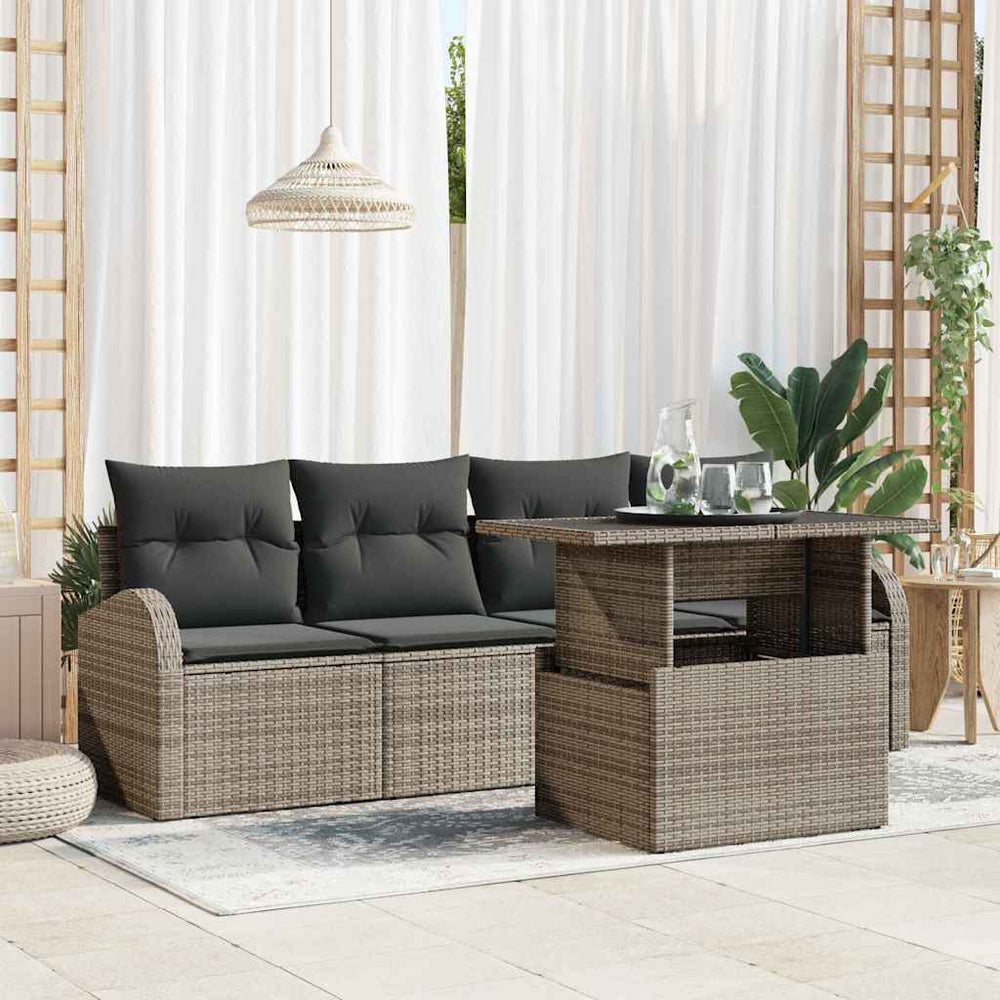5 dalių sodo sofa rinkinys su pagalvėmis pilkas poli ratanas - Namų Idėja
