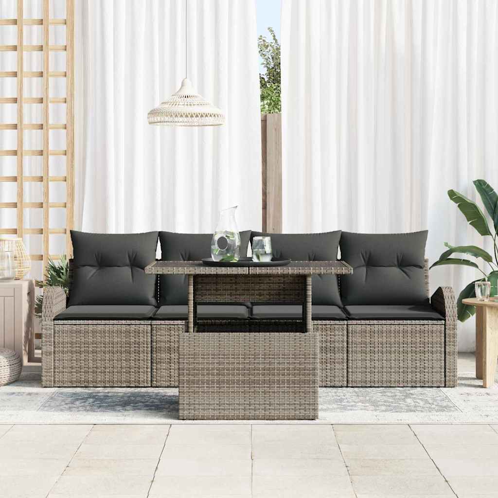 5 dalių sodo sofa rinkinys su pagalvėmis pilkas poli ratanas - Namų Idėja