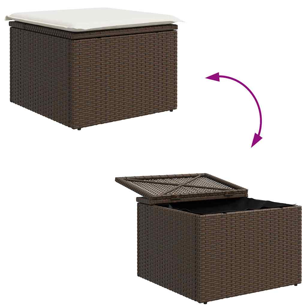 5 dalių sodo sofa su pagalvėlėm, ruda poli ratanas - Namų Idėja
