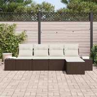 5 dalių sodo sofa su pagalvėlėm, ruda poli ratanas - Namų Idėja