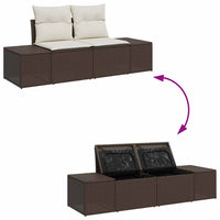 5 dalių sodo sofa su pagalvėlėm, rudas poli ratanas. - Namų Idėja