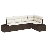 5 dalių sodo sofa su pagalvėlėm, rudas poli ratanas. - Namų Idėja