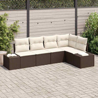 5 dalių sodo sofa su pagalvėlėm, rudas poli ratanas. - Namų Idėja