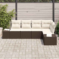 5 dalių sodo sofa su pagalvėlėm, rudas poli ratanas. - Namų Idėja