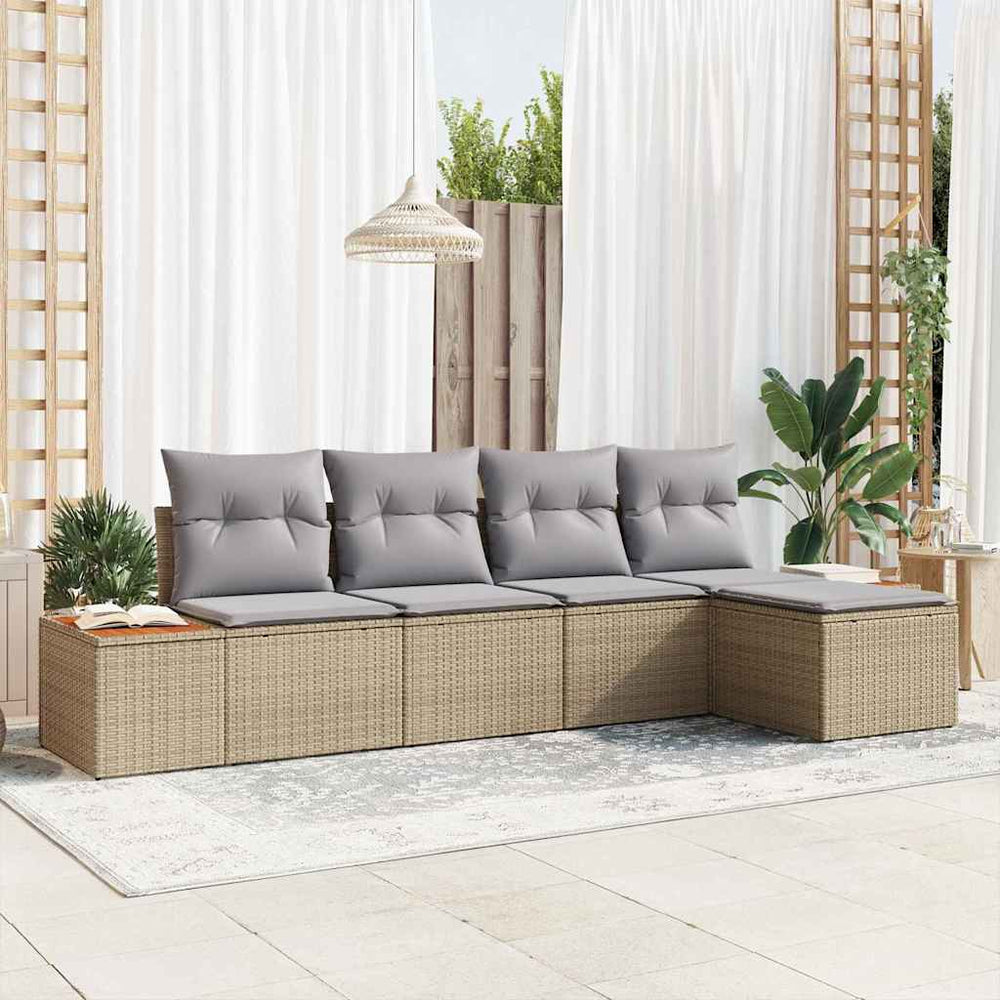 5 dalių sodo sofa su pagalvėlėmis bežinis poliratanas akacijos - Namų Idėja