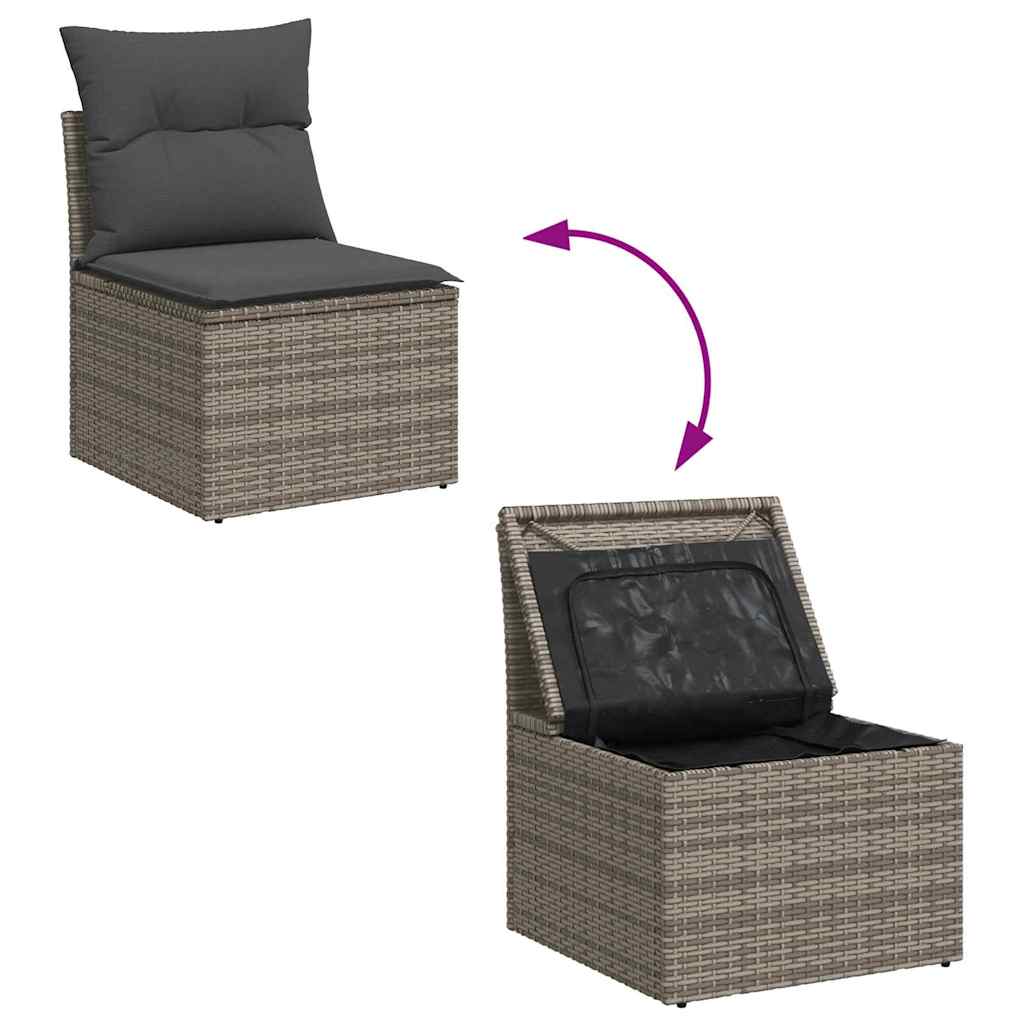 5 dalių sodo sofa su pagalvėlėmis pilkas poli ratanas - Namų Idėja