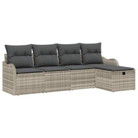 5 dalių sodo sofa su pagalvėmis Šviesiai pilka Poli ratanas - Namų Idėja