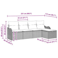 5 dalių sodo sofa su pagalvėmis Šviesiai pilka Poli ratanas - Namų Idėja
