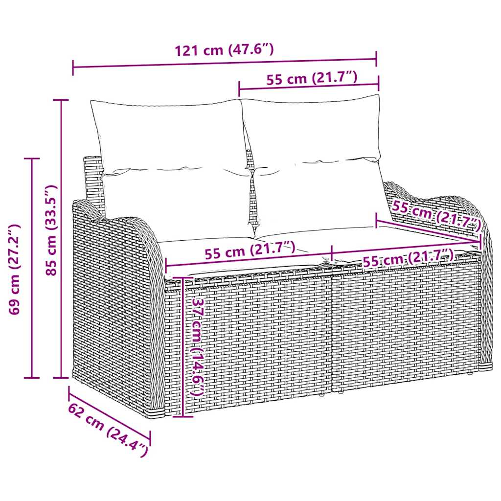5 dalių sodo sofa su pagalvėmis Šviesiai pilka Poli ratanas - Namų Idėja