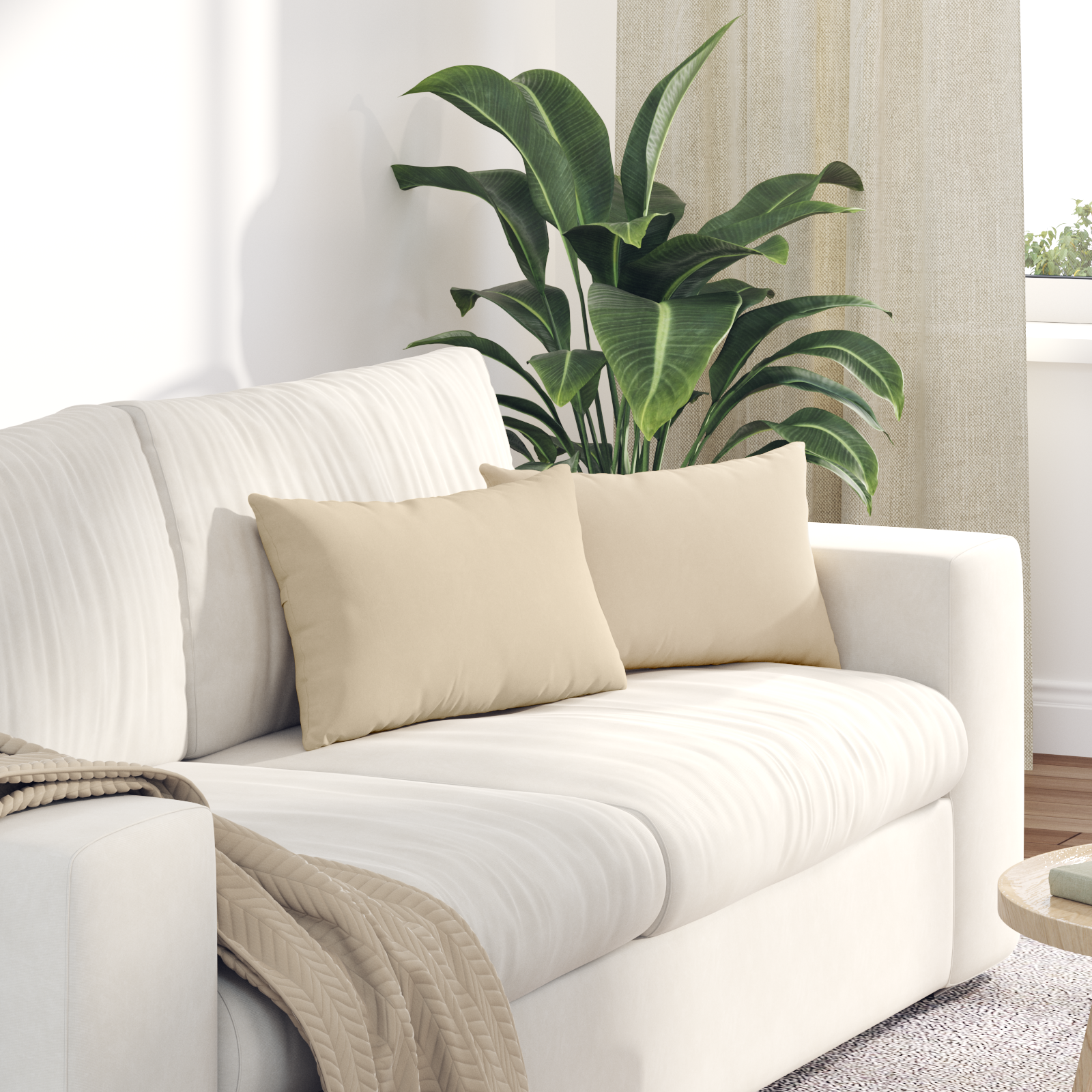 Sofa Pagalvės 2 pcs Kreminė 50 x 30 cm audinys