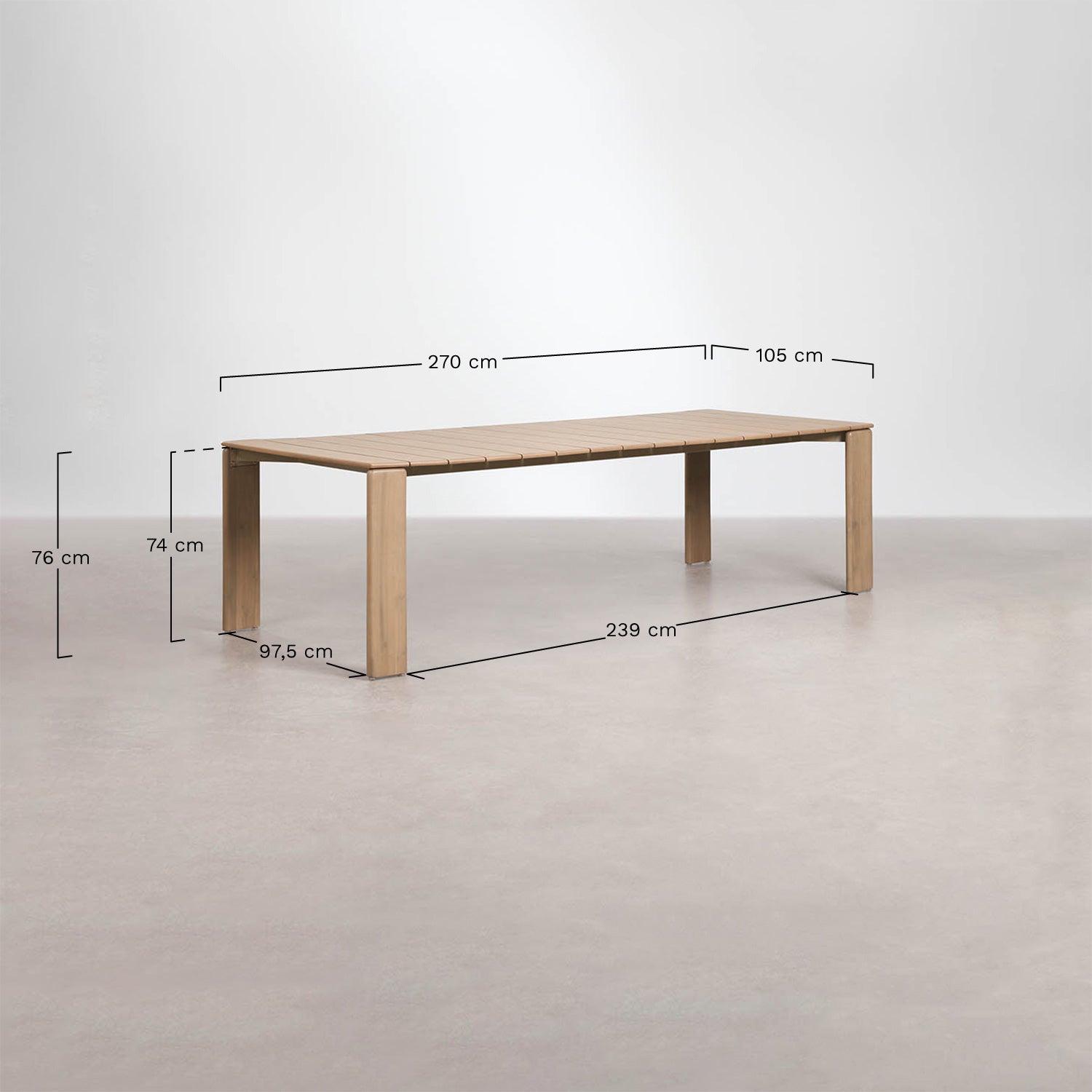 Valgomojo stalas CORNELIA, 220x100 cm, akacijos, šviesiai ruda (2)