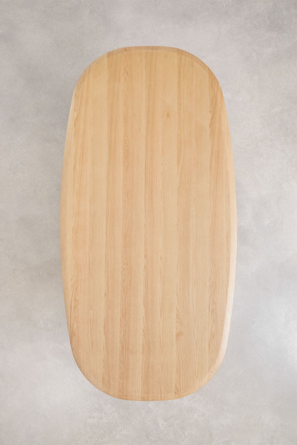Ovalus stalas LAIMUTIS, 220x110 cm, MDF + cementas, šviesus ąžuolas (3)