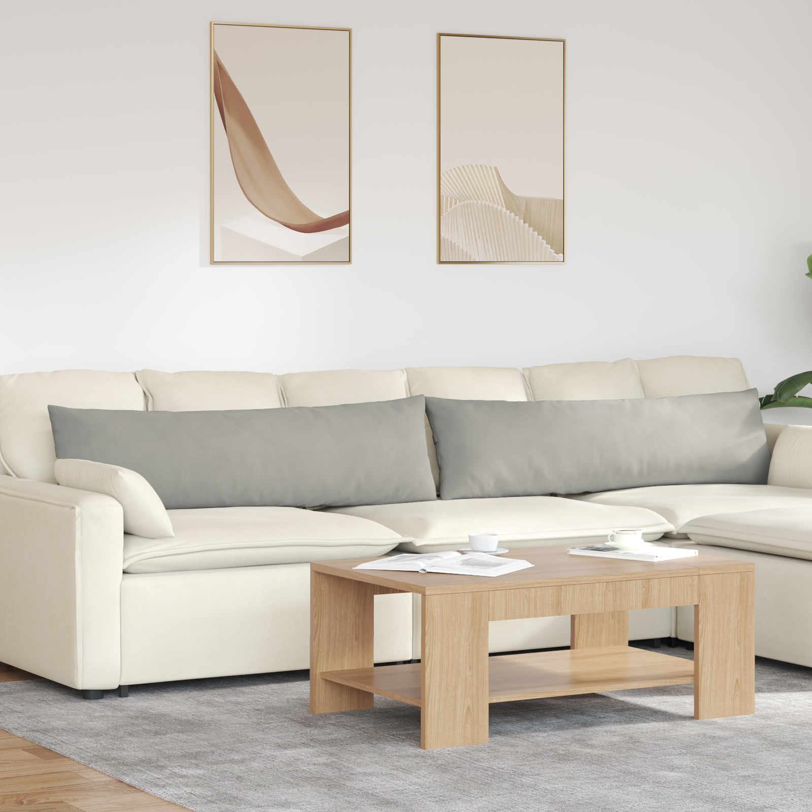 Sofa Pagalvės 2 pcs Šviesiai pilka 145 x 40 cm audinys