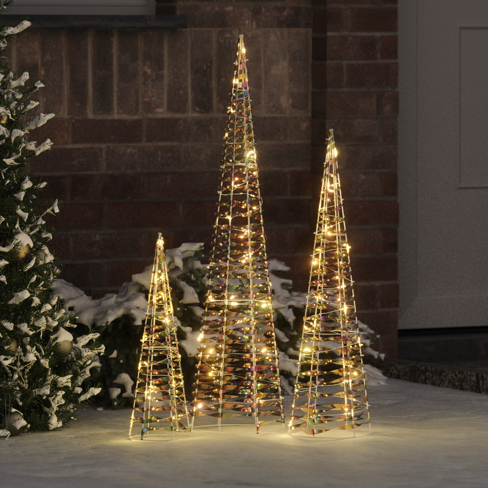 Kalėdų eglutė su 90 LED 3 pcs Šilta balta 20 x 20 x 80 cm PET