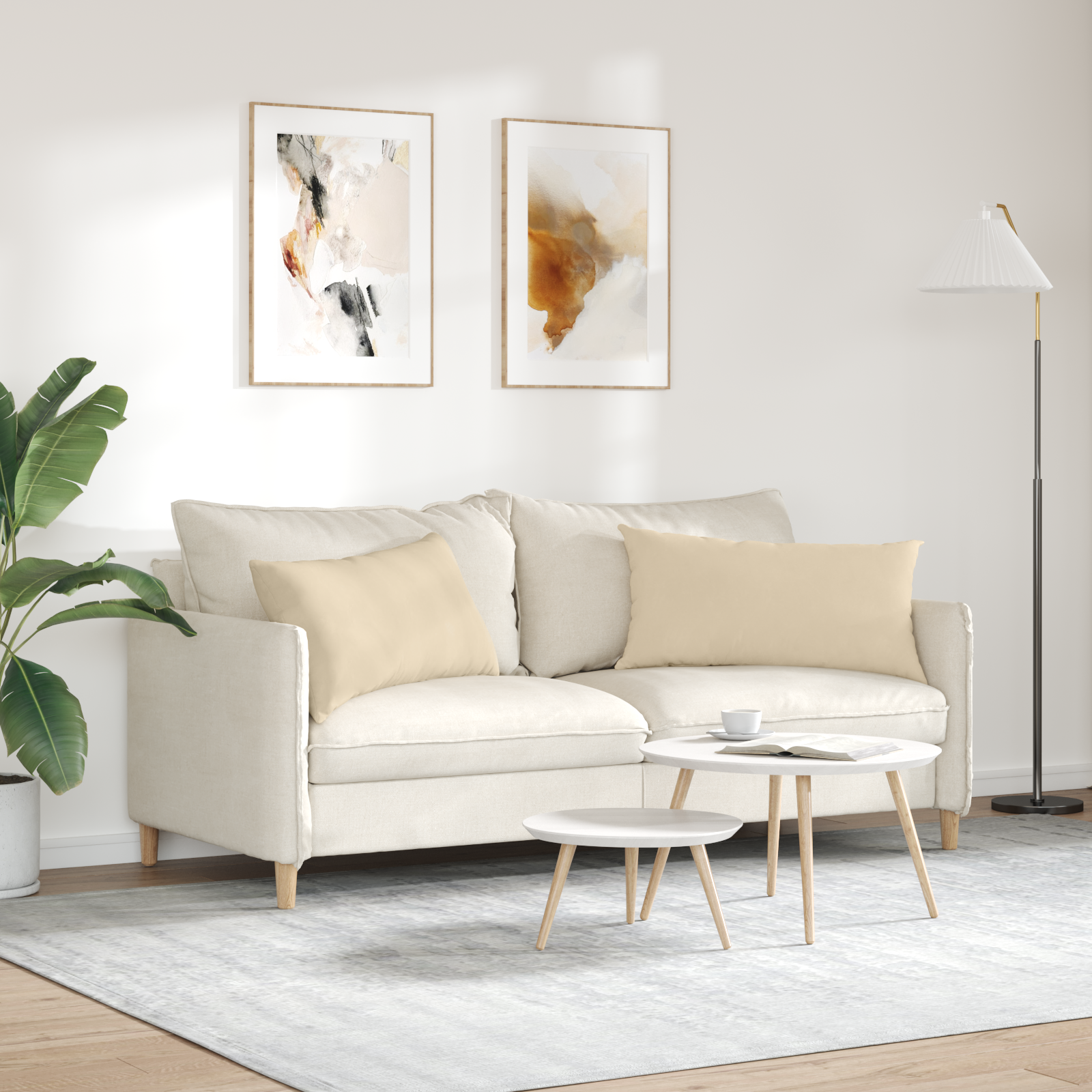 Sofa Pagalvės 2 pcs Kreminė 80 x 40 cm audinys