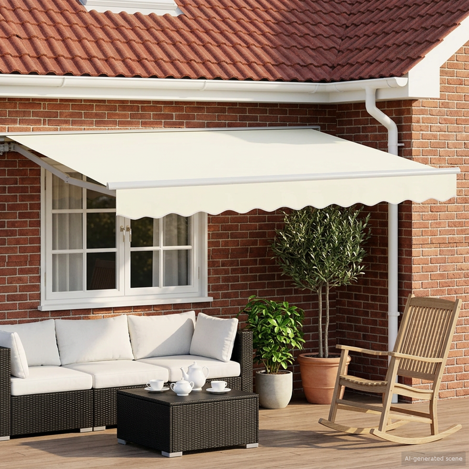 Manual Awning Frame with LED Cream 3 x 2.5 m