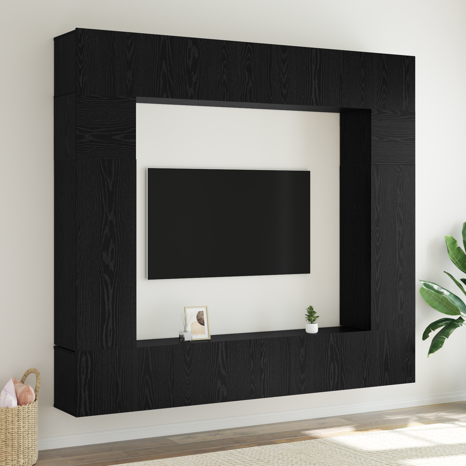 TV spintelių komplektas 8 pcs Juodas ąžuolas Apdirbta mediena