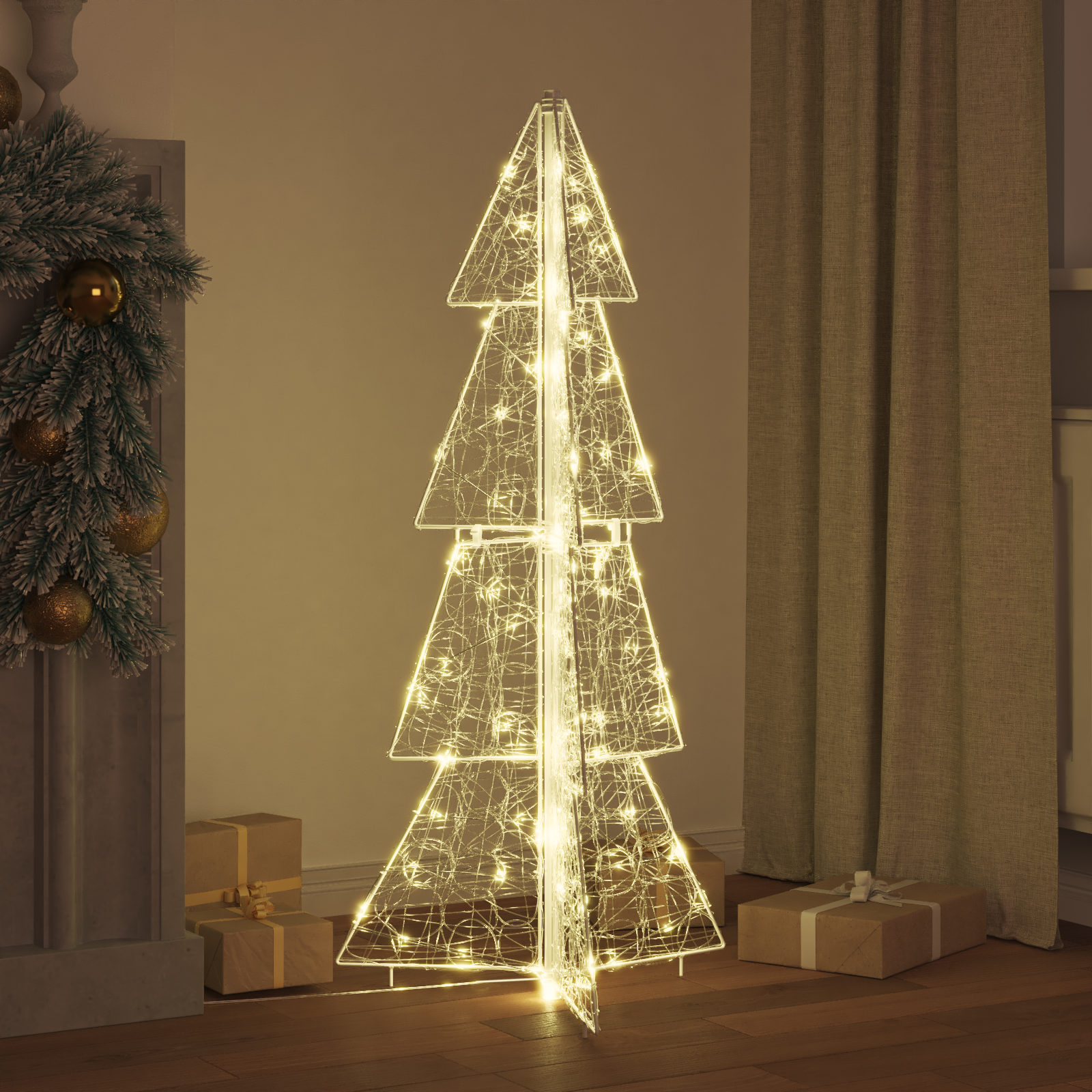 Kalėdų eglutė su 100 LED Šilta balta 120 cm Akrilas
