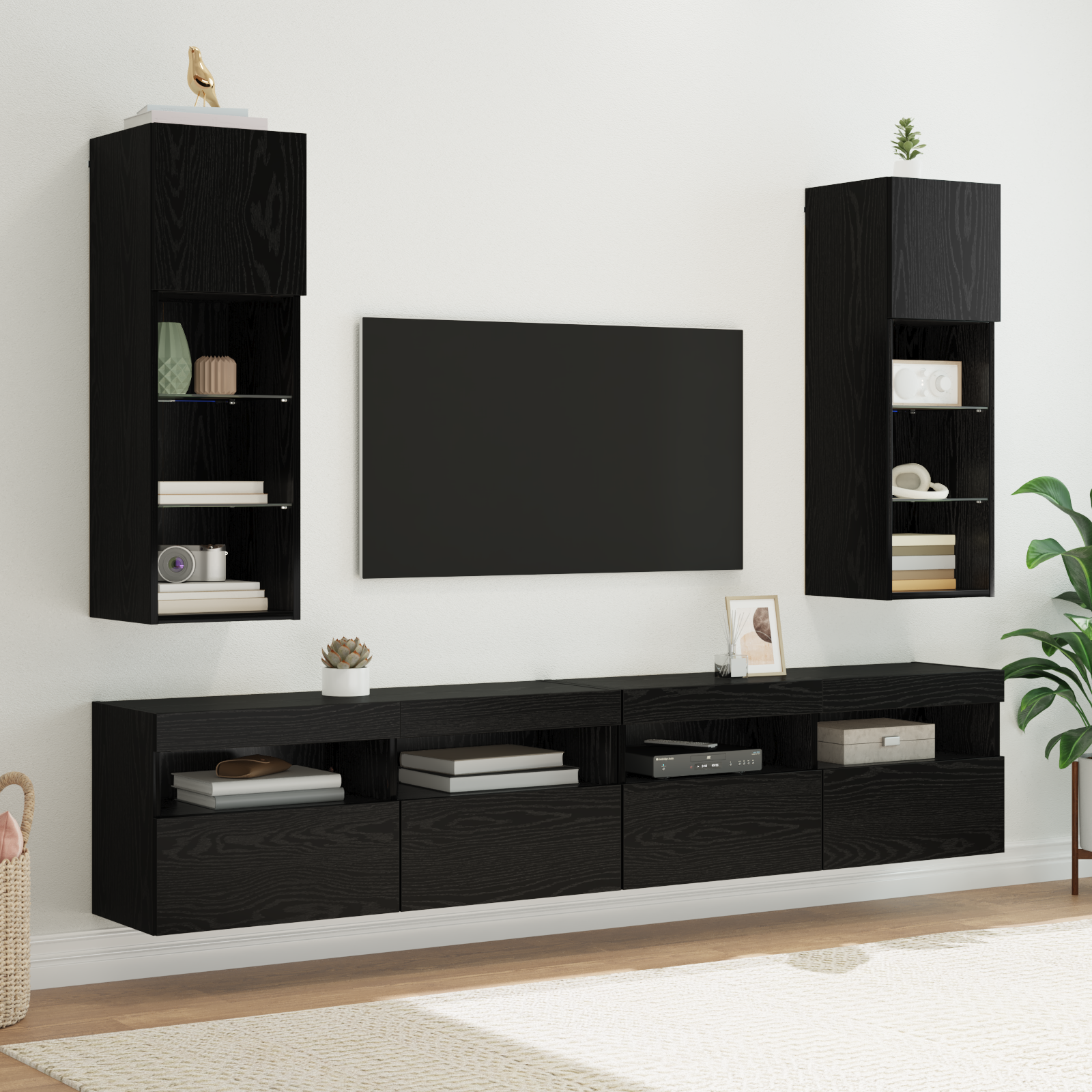 Wall TV Cabinets 2 pcs Black Oak