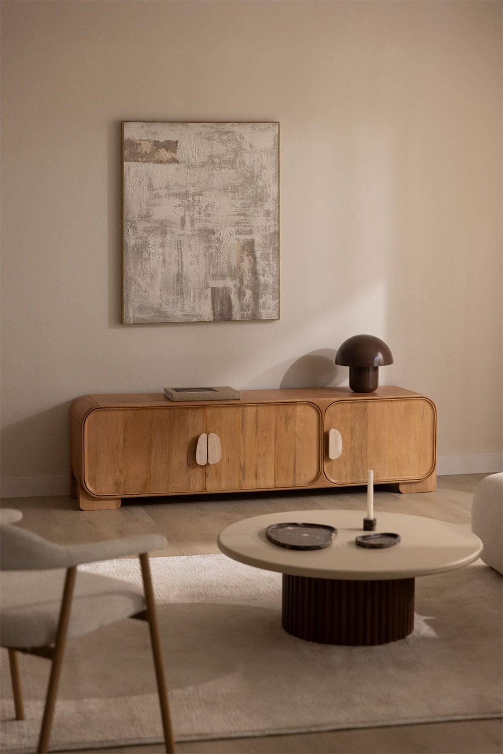 TV spintelė CAMILLE, 180x45 cm, travertinas (šviesus)