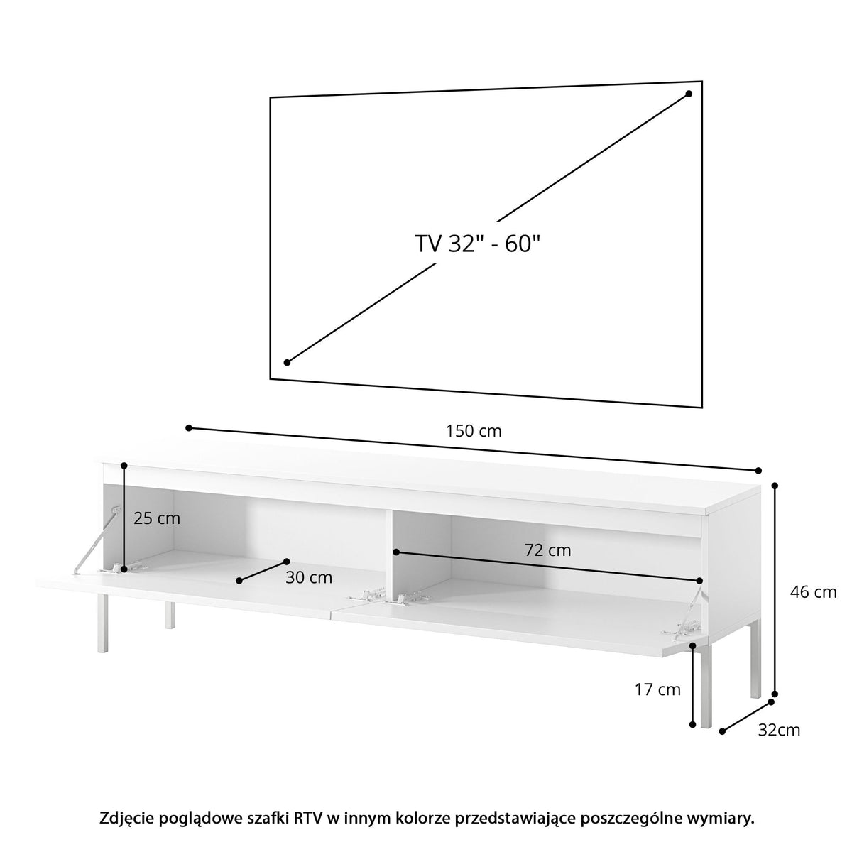 TV spintelė SVEN, juoda, 150 cm, auksinės kojos
