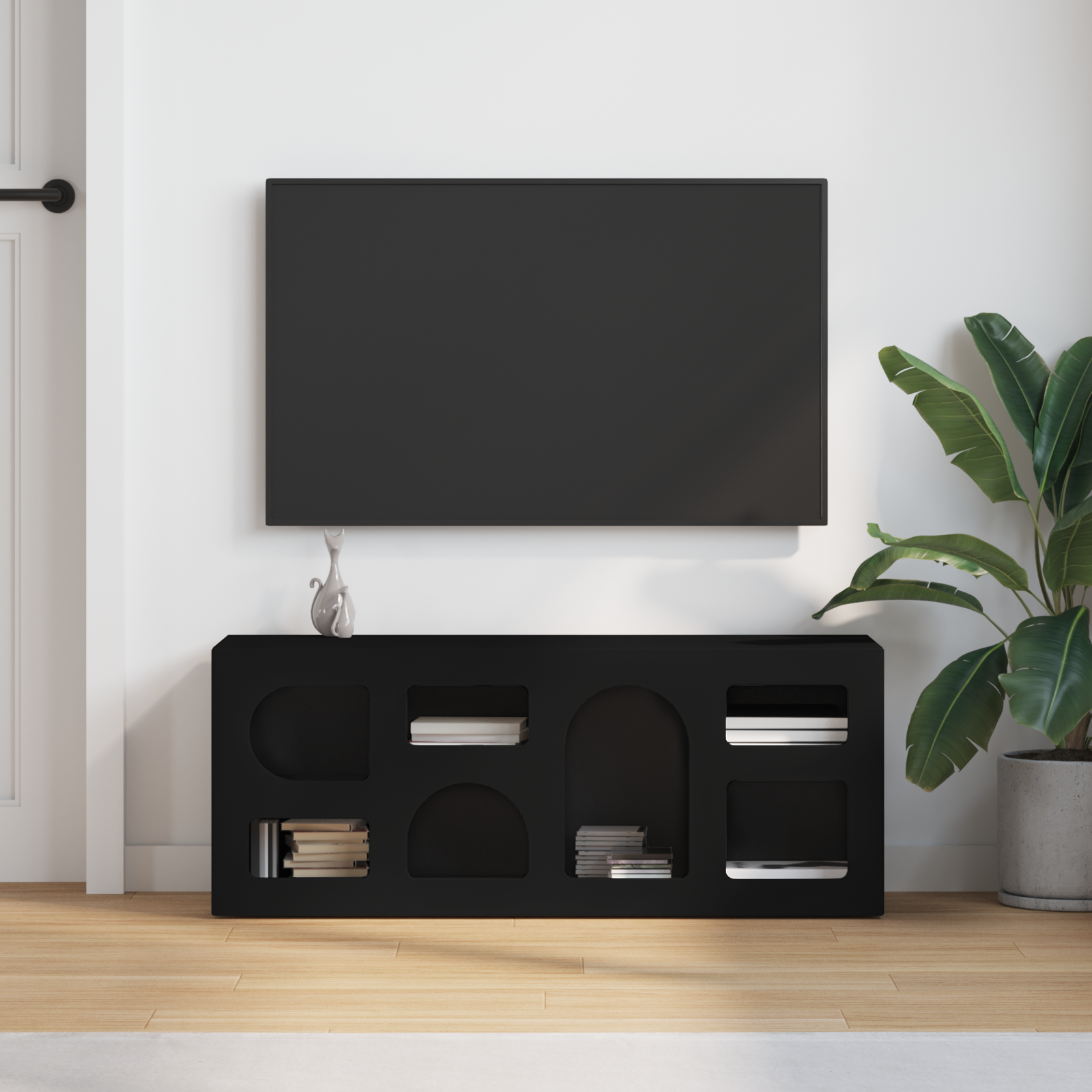 Televizora skapītis Melns 100 x 35 x 40 cm Apstrādāta koksne