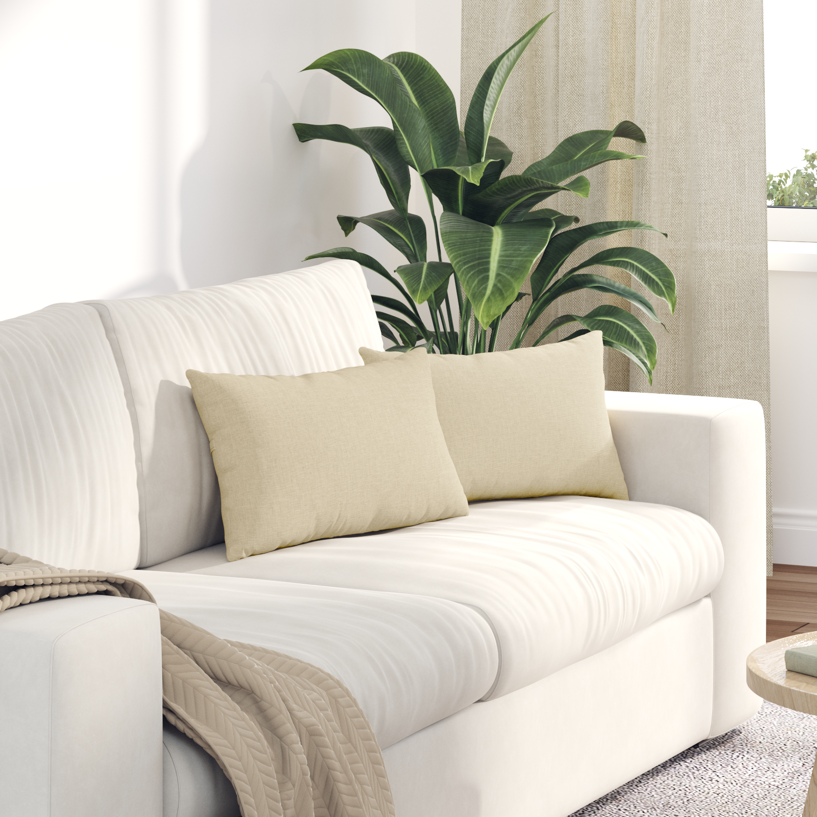 Sofa Pagalvės 2 pcs Kreminė 50 x 30 cm audinys