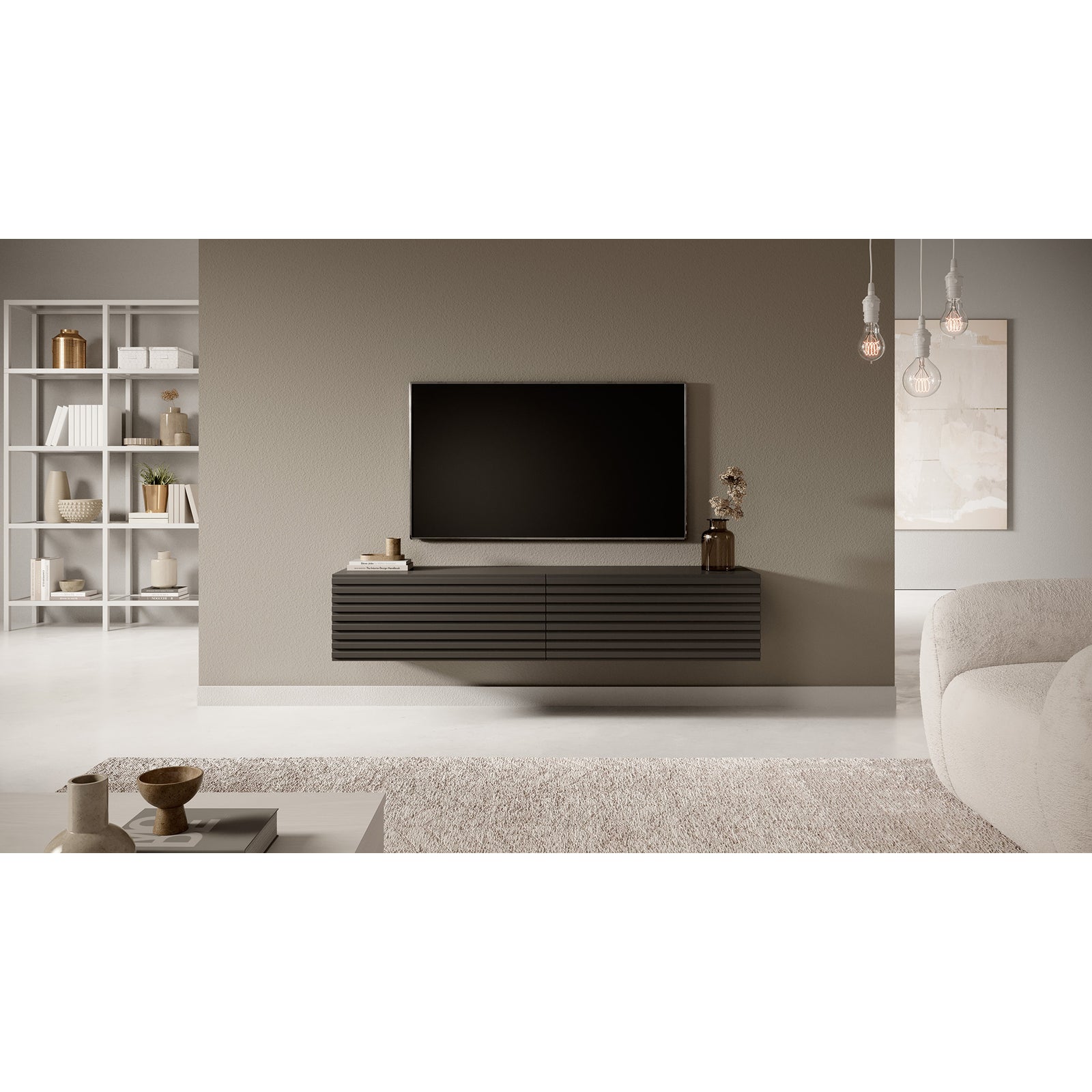 TV staliukas PAVAS, grafito, 140 cm