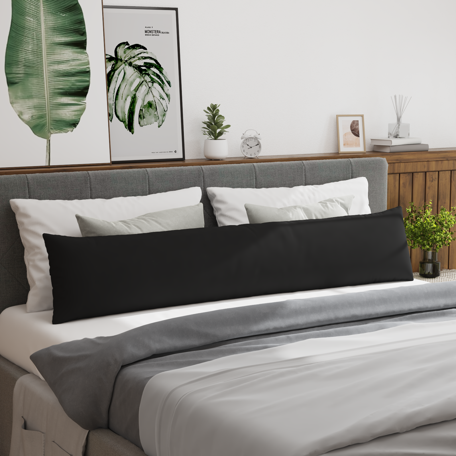 Sofa Pagalvės 2 pcs Juoda 200 x 40 cm audinys
