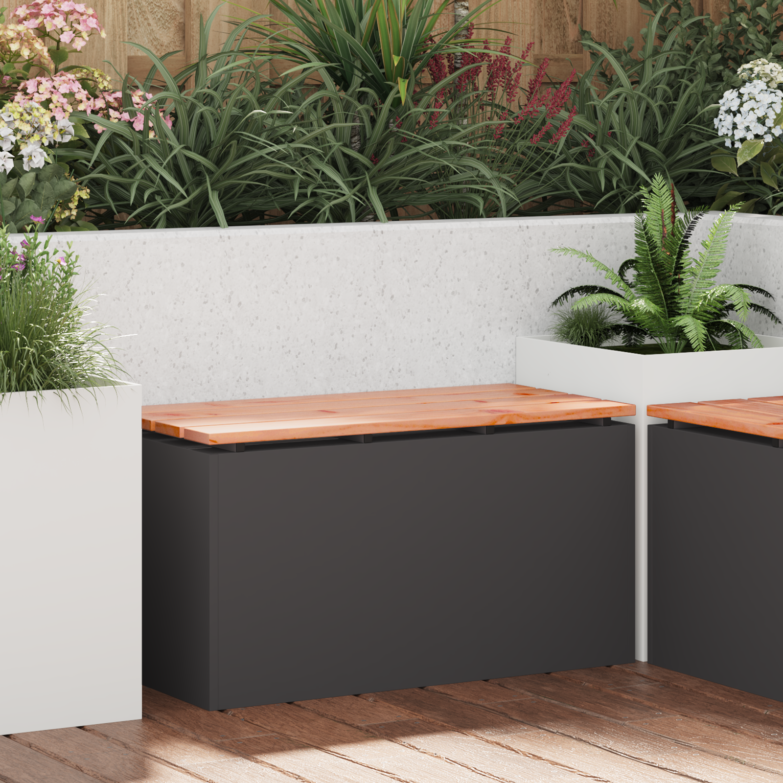 Sodo suolas Juoda 80 x 40 x 43 cm Plienas